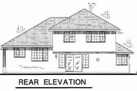 Exterior - Rear Elevation for European House Plan #18-9530 - 4 bed, 2.5 bath