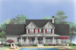 Exterior - Rear Elevation for Country House Plan #929-831 - 5 bed, 4.5 bath