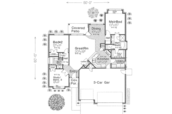 Floor Plan - Main Floor for Traditional House Plan #310-287 - 3 bed, 2 bath