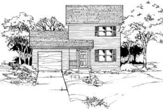 Exterior - Front Elevation for Traditional House Plan #334-103 - 3 bed, 1 bath