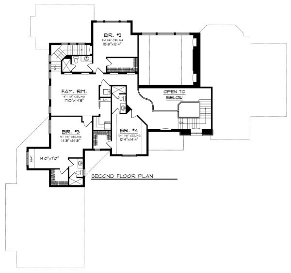 Architectural House Design - European Floor Plan - Upper Floor Plan #70-1129