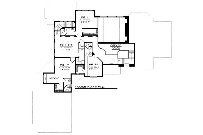 Architectural House Design - Floor Plan - Upper Floor for European House Plan #70-1129 - 4 bed, 4.5 bath