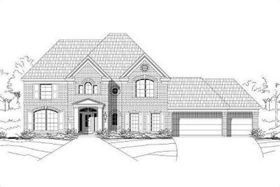 Exterior - Front Elevation for European House Plan #411-819 - 4 bed, 2.5 bath