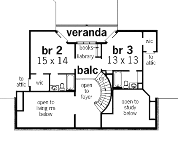 Home Plan - Southern Floor Plan - Upper Floor Plan #45-316