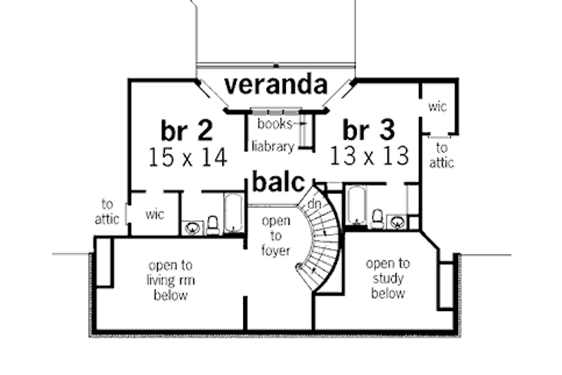 Home Plan - Floor Plan - Upper Floor for Southern House Plan #45-316 - 4 bed, 4 bath