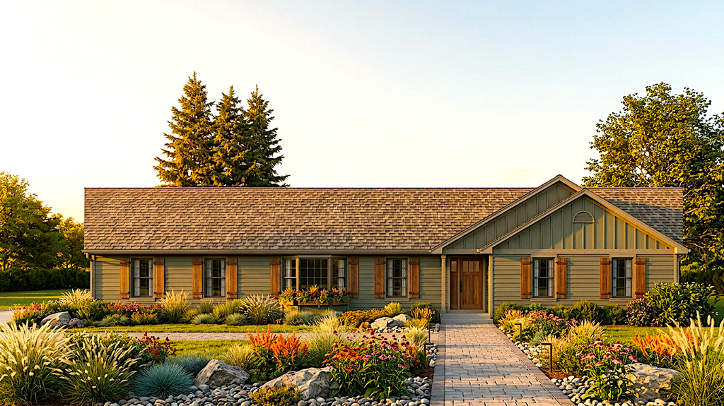 Exterior - Front Elevation 2 for Ranch House Plan #30-147 - 3 bed, 2 bath