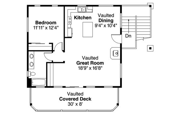 Floor Plan - Upper Floor for Craftsman House Plan #124-963 - 1 bed, 1 bath