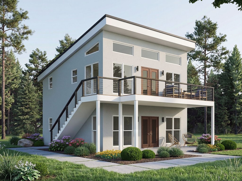 Exterior - Front Elevation 2 for Beach House Plan #932-1409 - 2 bed, 2 bath