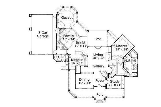 Floor Plan - Main Floor for Colonial House Plan #411-281 - 4 bed, 3 bath