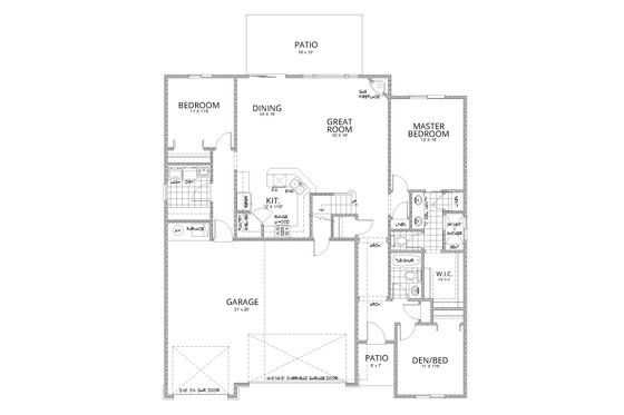 Floor Plan - Main Floor for Craftsman House Plan #112-196 - 3 bed, 2 bath