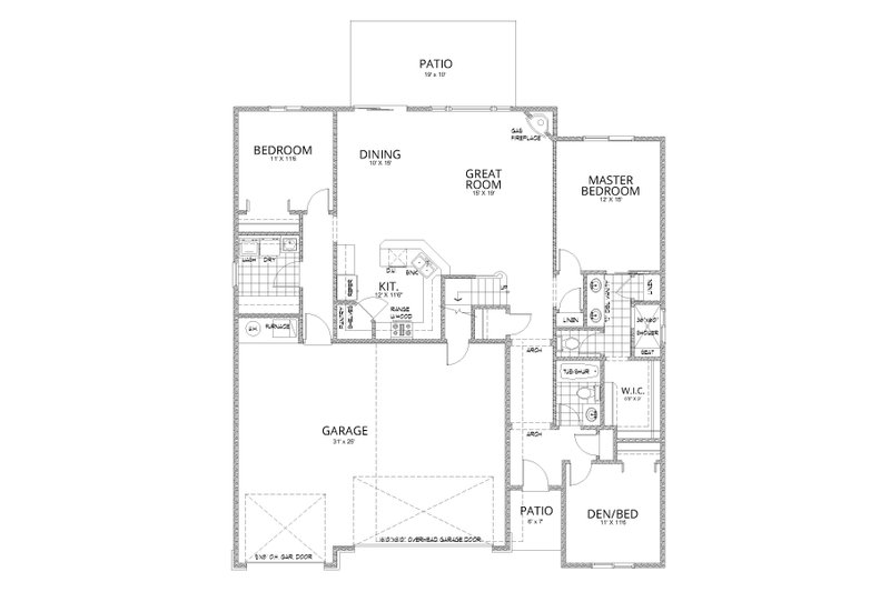 House Design - Floor Plan - Main Floor for Craftsman House Plan #112-196 - 3 bed, 2 bath