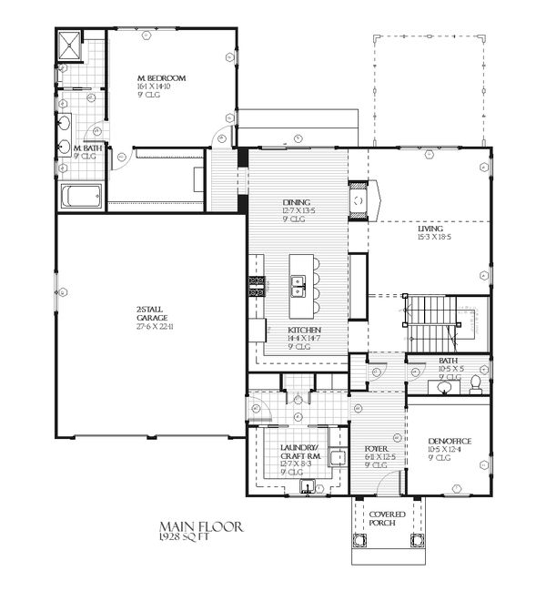 Architectural House Design - Farmhouse Floor Plan - Main Floor Plan #901-58