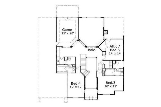 Floor Plan - Upper Floor for European House Plan #411-586 - 5 bed, 4.5 bath