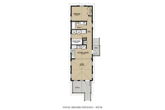 Floor Plan - Main Floor for Cottage House Plan #536-4 - 2 bed, 1 bath