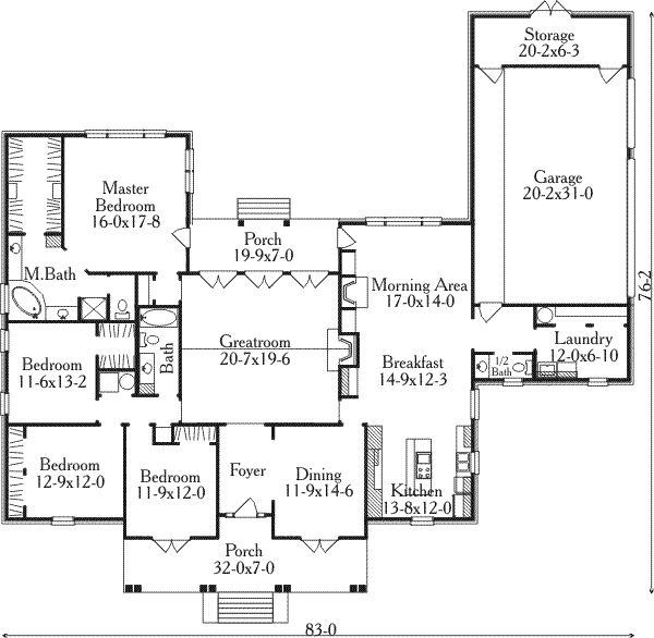 Southern Floor Plan - Main Floor Plan #406-214