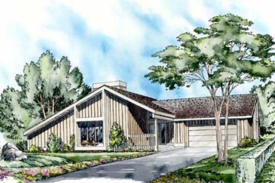 Exterior - Front Elevation for Contemporary House Plan #312-524 - 3 bed, 2 bath