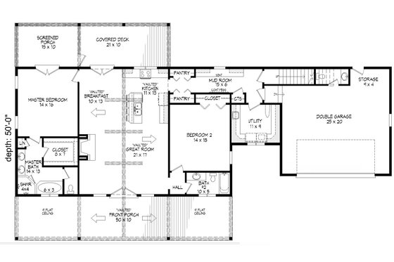 Floor Plan - Main Floor for Country House Plan #932-77 - 2 bed, 2 bath