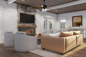 Interior - Family Room for Traditional House Plan #923-351 - 1 bed, 1 bath