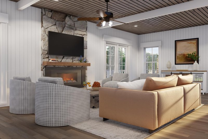 House Blueprint - Interior - Family Room for Traditional House Plan #923-351 - 1 bed, 1 bath