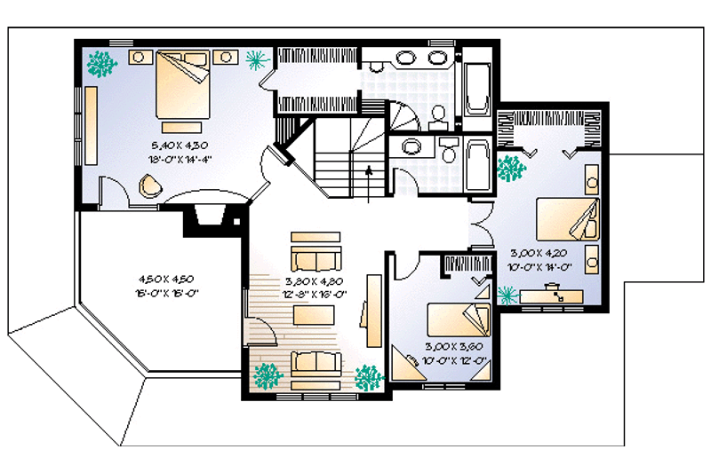 Home Plan - Floor Plan - Upper Floor for Country House Plan #23-286 - 3 bed, 2.5 bath