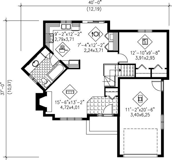 Traditional Floor Plan - Main Floor Plan #25-1198