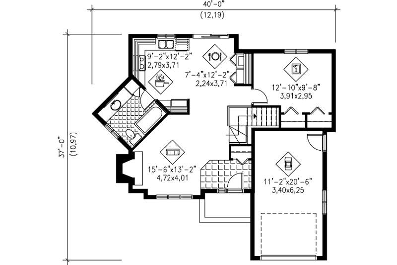 Dream House Plan - Floor Plan - Main Floor for Traditional House Plan #25-1198 - 3 bed, 2 bath