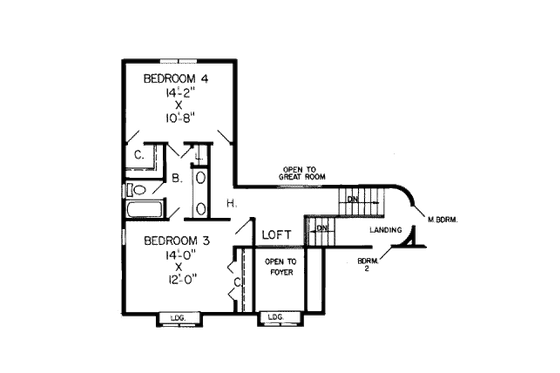Floor Plan - Upper Floor for Traditional House Plan #312-774 - 4 bed, 3.5 bath