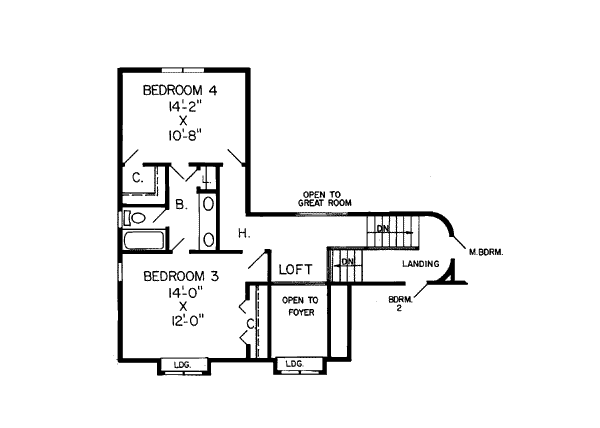 Traditional Floor Plan - Upper Floor Plan #312-774