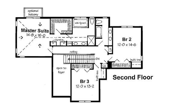 Floor Plan - Upper Floor for European House Plan #312-606 - 3 bed, 2.5 bath