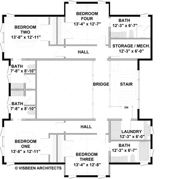 Home Plan - Floor Plan - Upper Floor for Farmhouse House Plan #928-406 - 5 bed, 6.5 bath