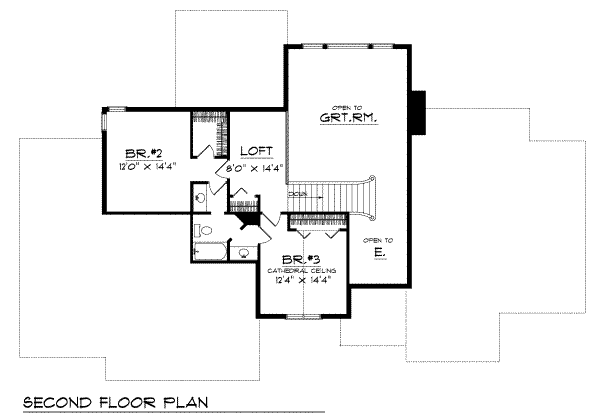 Traditional Floor Plan - Upper Floor Plan #70-431