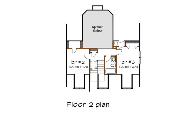 Floor Plan - Upper Floor for Country House Plan #79-221 - 3 bed, 2.5 bath