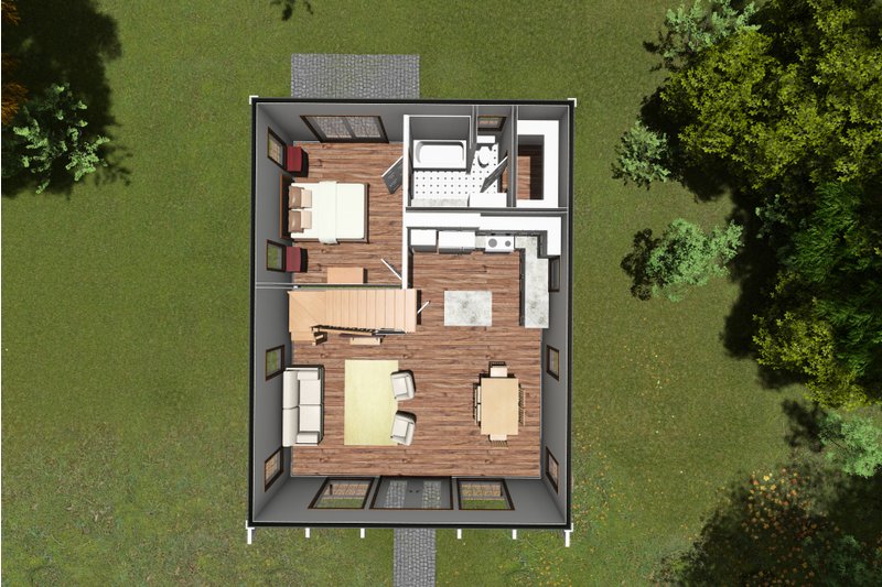 Home Plan - Floor Plan - Main Floor 1 for Cabin House Plan #513-2207 - 1 bed, 1 bath