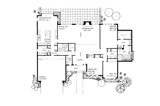 Floor Plan - Main Floor for Ranch House Plan #72-318 - 3 bed, 3 bath