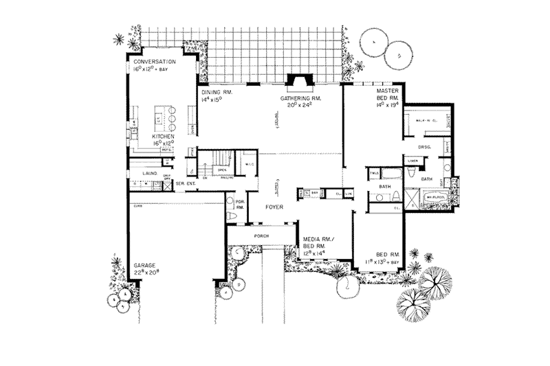Dream House Plan - Floor Plan - Main Floor for Ranch House Plan #72-318 - 3 bed, 3 bath