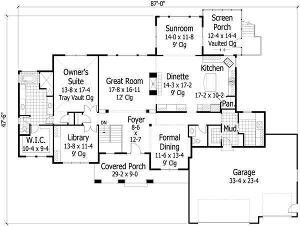 Craftsman Floor Plan - Main Floor Plan #51-501