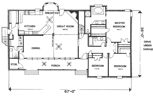 Architectural House Design - Ranch Floor Plan - Main Floor Plan #30-168