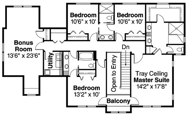 Architectural House Design - Mediterranean Floor Plan - Upper Floor Plan #124-588