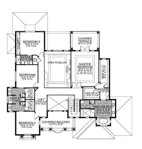 Mediterranean Floor Plan - Upper Floor Plan #420-173