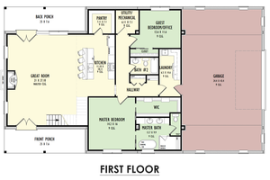Floor Plan - Main Floor for Barndominium House Plan #1092-50 - 6 bed, 4 bath