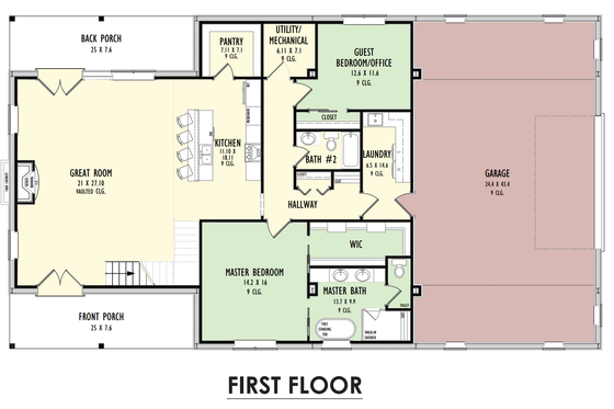 Floor Plan - Main Floor for Barndominium House Plan #1092-50 - 6 bed, 4 bath