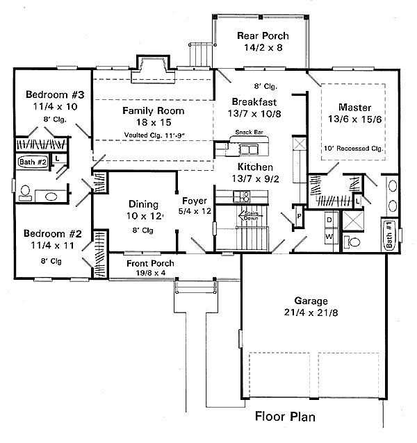House Design - Ranch Floor Plan - Main Floor Plan #41-170