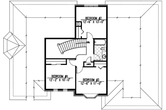 Floor Plan - Upper Floor for European House Plan #138-123 - 4 bed, 2.5 bath