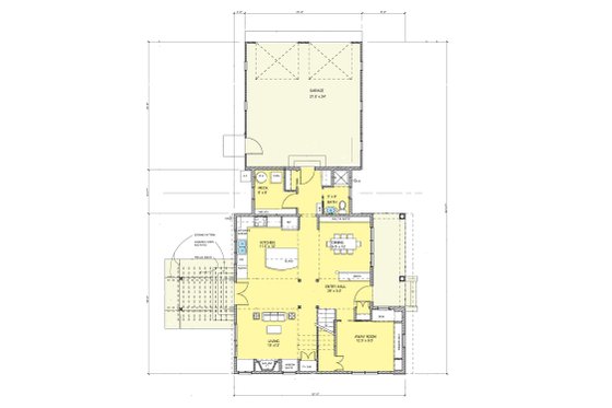 Floor Plan - Main Floor for Modern House Plan #573-1 - 4 bed, 3 bath