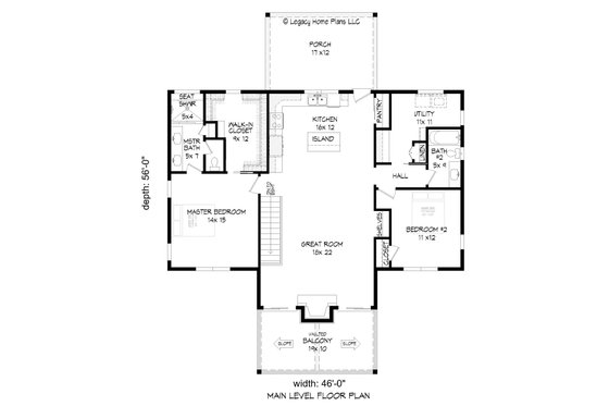 Floor Plan - Main Floor for Country House Plan #932-383 - 3 bed, 3 bath