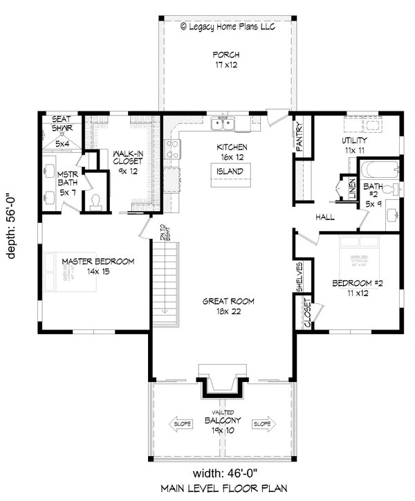 House Blueprint - Country Floor Plan - Main Floor Plan #932-383