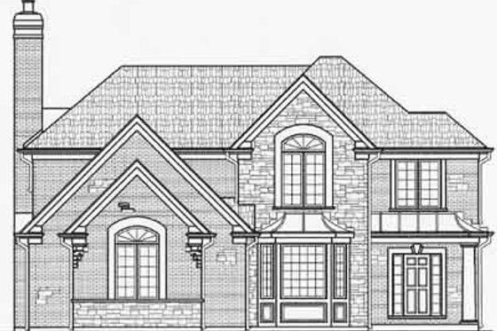 Exterior - Front Elevation for European House Plan #9-114 - 4 bed, 3.5 bath