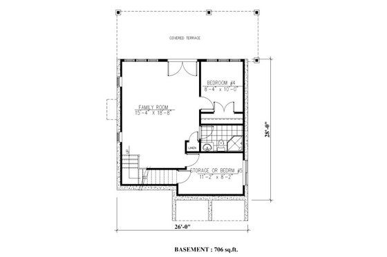 Floor Plan - Lower Floor for Farmhouse House Plan #138-343 - 4 bed, 2.5 bath