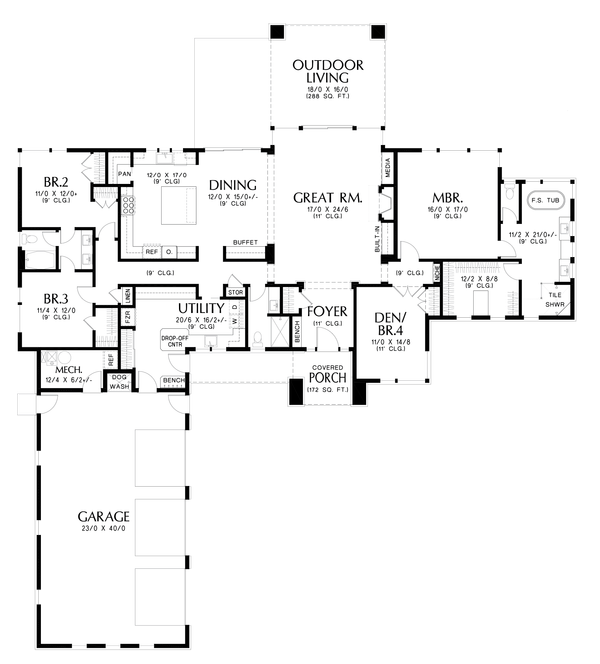 Modern Floor Plan - Main Floor Plan #48-1135