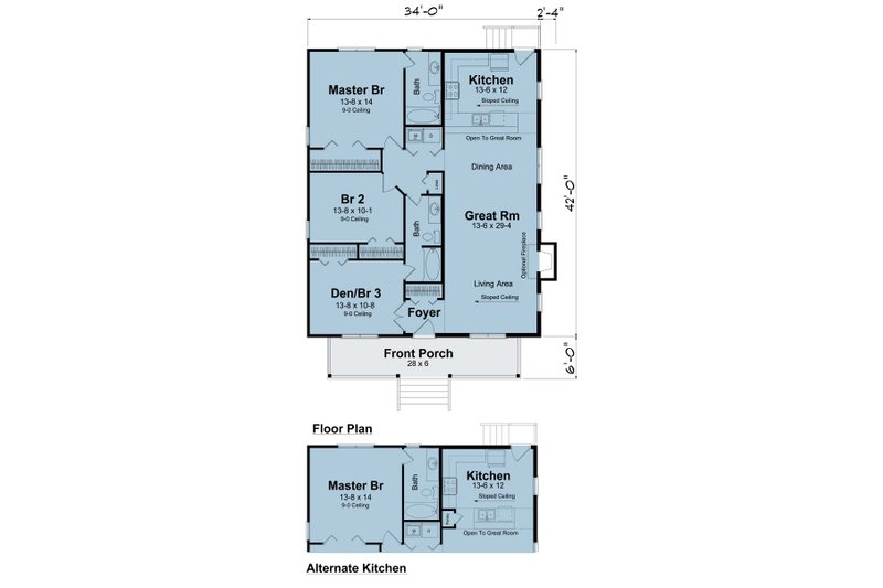 Dream House Plan - Floor Plan - Main Floor for Cottage House Plan #1124-1 - 3 bed, 2 bath